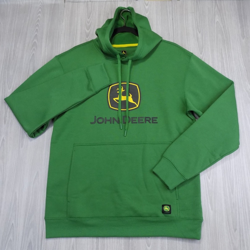 John Deere Hoodie Mens S Green Graphic Logo Workwear Country Life Casual EUC